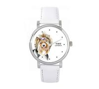 Toff London Ladies Brown Biewer Terrier Dog Head Watch