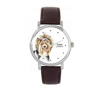 Toff London Ladies Brown Biewer Terrier Dog Head Watch