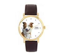 Toff London Ladies Brown Border Collie Dog Head Watch