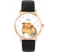Toff London Ladies Brown Sheltie Dog Head Watch