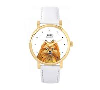 Toff London Ladies Brown Small Pomeranian Dog Head Watch