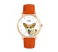 Toff London Ladies Brown Welsh Corgi Dog Head Watch