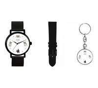 Toff London Ladies French Bulldog Gift Set with Keyring, 38mm Case 3atm Water Resistant, Custom Designed Quartz Movement Luxury Fashionable