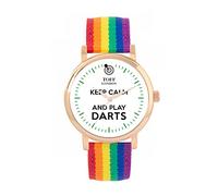 Toff London Ladies Keep Calm and Play Darts Green Batons Watch