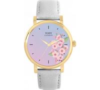 Toff London Ladies Pink Cherry Blossom Flower Watch
