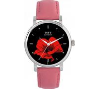 Toff London Ladies Red Poppy Flower Watch