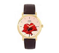 Toff London Ladies Red Poppy Flower Watch