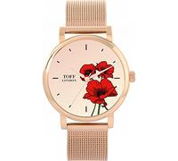 Toff London Ladies Red Poppy Flower Watch