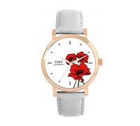 Toff London Ladies Red Poppy Flower Watch