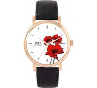 Toff London Ladies Red Poppy Flower Watch