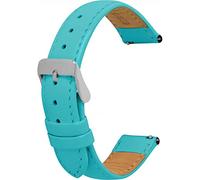 Toff London Ladies Turquoise Leather Watch Strap, Quick Release with Silver Metal Buckle, Band Width 18mm