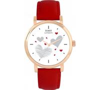 Toff London Ladies Valentine Red and Grey Hearts Watch