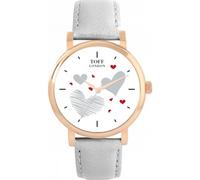Toff London Ladies Valentine Red and Grey Hearts Watch