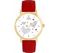 Toff London Ladies Valentine Red and Grey Hearts Watch