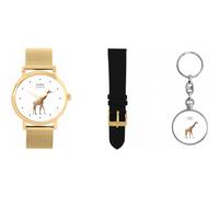 Toff London Ladies Wild Giraffe Gift Set with Keyring, 38mm Case 3atm Water Resistant, Custom Designed Quartz Movement Luxury Fashionable