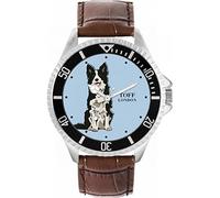Toff London Mens Black and White Border Collie Dog Watch
