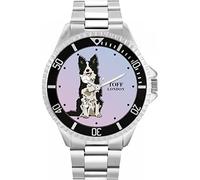 Toff London Mens Black and White Border Collie Dog Watch