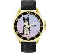 Toff London Mens Black and White Border Collie Dog Watch