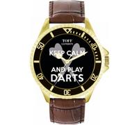 Toff London Mens Black Keep Calm and Play Darts Watch