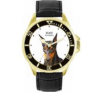Toff London Mens Black Miniature Pinscher Dog Head Watch