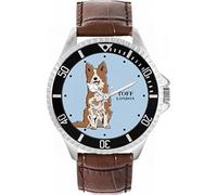 Toff London Mens Brown and White Border Collie Dog Watch