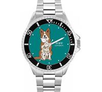 Toff London Mens Brown and White Border Collie Dog Watch