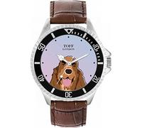 Toff London Mens Brown Cocker Spaniel Dog Head Watch