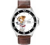 Toff London Mens Brown Jack Russell Terrier Dog Head Watch