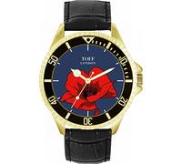 Toff London Mens Red Poppy Flower Watch