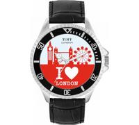 Toff London Mens Wrist Watch 42mm Case Custom Design Red London City Skyline