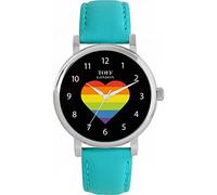 Toff London Pride Rainbow Heart Black Arabic Numerals Watch Ladies 38mm Case 3atm Water Resistant Custom Designed Quartz Movement Luxury Fashionable