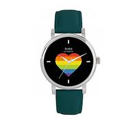 Toff London Pride Rainbow Heart Black batons Watch Ladies 38mm Case 3atm Water Resistant Custom Designed Quartz Movement Luxury Fashionable