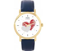 Toff London Red and Grey Hearts 38 or 42mm Hand Assembled with Chic Hand Sketched Stylish dial, Multiple Colours of Leather or Metal Straps, Quartz 3-Hand Japanese Movement Watch