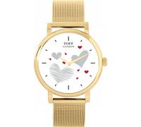 Toff London Red and Grey Hearts Unisex 38 or 42mm Hand Assembled with Unique Hand Sketched dial, Multiple Colours of Leather or Metal Straps, Quartz 3-Hand Movement, Great Gift Watch