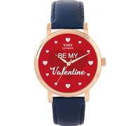 Toff London Red Be My Valentine Gift which is Hand Assembled and has a Hand Sketched dial All from London, 38 or 42mm case, Multiple Colours of Leather or Metal Straps Quartz Watch
