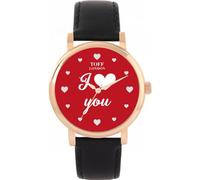 Toff London Red I Love You Gift for Ladies and Gentlemen, Two Sizes 38 and 42mm, Large Choice of Designs, Hand Drawn dial and Assemble in UK, Accurate Japanese Quartz Movement Watch