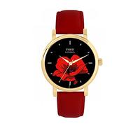 Toff London Red Poppy Flower Watch Ladies 38mm Case 3atm Water Resistant Custom Designed Quartz Movement Luxury Fashionable