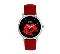 Toff London Red Poppy Flower Watch Ladies 38mm Case 3atm Water Resistant Custom Designed Quartz Movement Luxury Fashionable