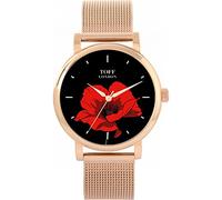 Toff London Red Poppy Flower Watch Ladies 38mm Case 3atm Water Resistant Custom Designed Quartz Movement Luxury Fashionable