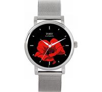 Toff London Red Poppy Flower Watch Ladies 38mm Case 3atm Water Resistant Custom Designed Quartz Movement Luxury Fashionable