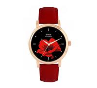 Toff London Red Poppy Flower Watch Ladies 38mm Case 3atm Water Resistant Custom Designed Quartz Movement Luxury Fashionable