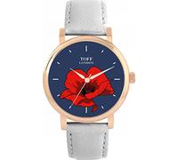 Toff London Red Poppy Flower Watch Ladies 38mm Case 3atm Water Resistant Custom Designed Quartz Movement Luxury Fashionable