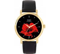 Toff London Red Poppy Flower Watch Ladies 38mm Case 3atm Water Resistant Custom Designed Quartz Movement Luxury Fashionable