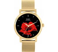 Toff London Red Poppy Flower Watch Ladies 38mm Case 3atm Water Resistant Custom Designed Quartz Movement Luxury Fashionable