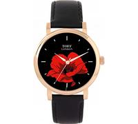 Toff London Red Poppy Flower Watch Ladies 38mm Case 3atm Water Resistant Custom Designed Quartz Movement Luxury Fashionable