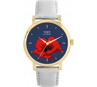 Toff London Red Poppy Flower Watch Ladies 38mm Case 3atm Water Resistant Custom Designed Quartz Movement Luxury Fashionable