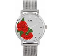 Toff London Red Rose Flower Watch Ladies 38mm Case 3atm Water Resistant Custom Designed Quartz Movement Luxury Fashionable
