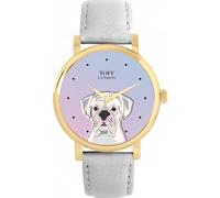 Toff London White Boxer Dog Watch Ladies 38mm Case 3atm Water Resistant Custom Designed Quartz Movement Luxury Fashionable