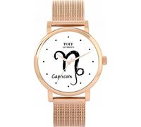 Toff London White Capricorn Watch Ladies 38mm Case 3atm Water Resistant Custom Designed Quartz Movement Luxury Fashionable