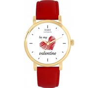 Toff London White with Red Heart Be My Valentine Illustrated dial by Hand, Hand Assembled in London, Accurate Quartz 3-Hand Movement, Multiple Colours, 38 or 42mm case, Leather or Metal Strap Watch